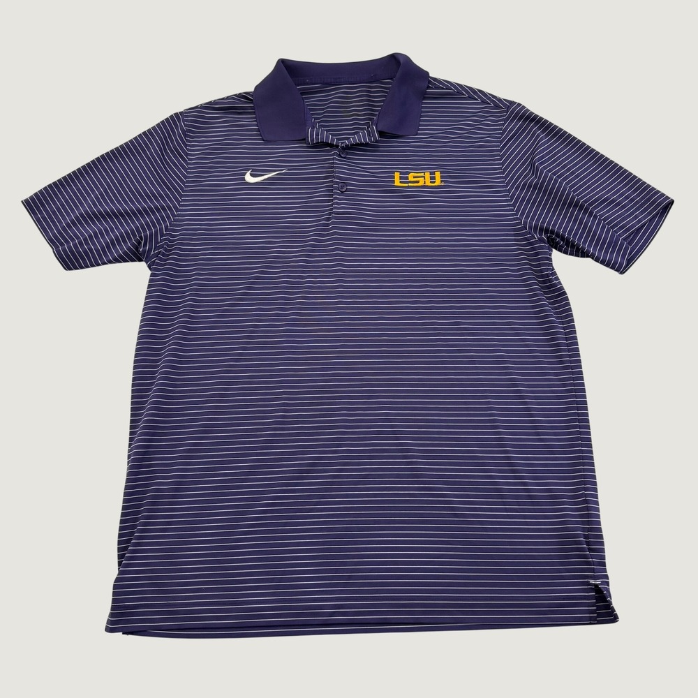 Nike LSU Tigers Men's Large Purple Stadium Stripe Dri-FIT Polo Shirt